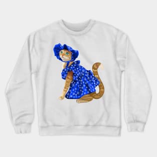 Ginger Cat in Snowflake Winter Dress Crewneck Sweatshirt